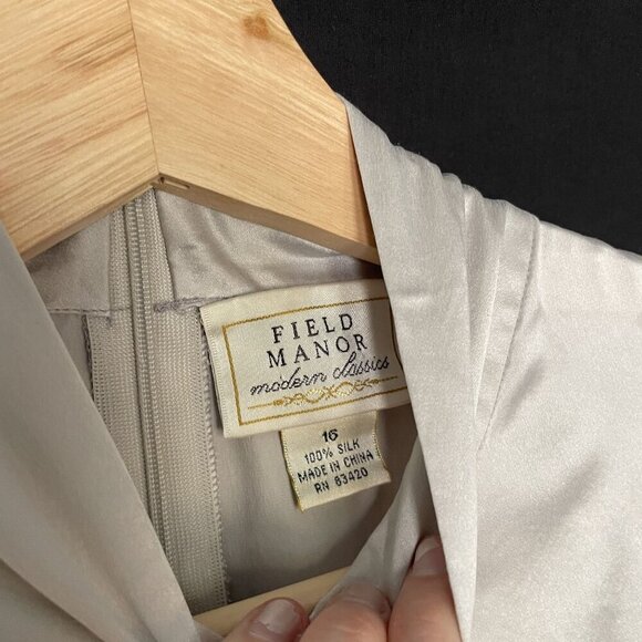 Field Manor Modern Classic vintage silk high neckline blouse women's size 16 - Picture 4 of 6